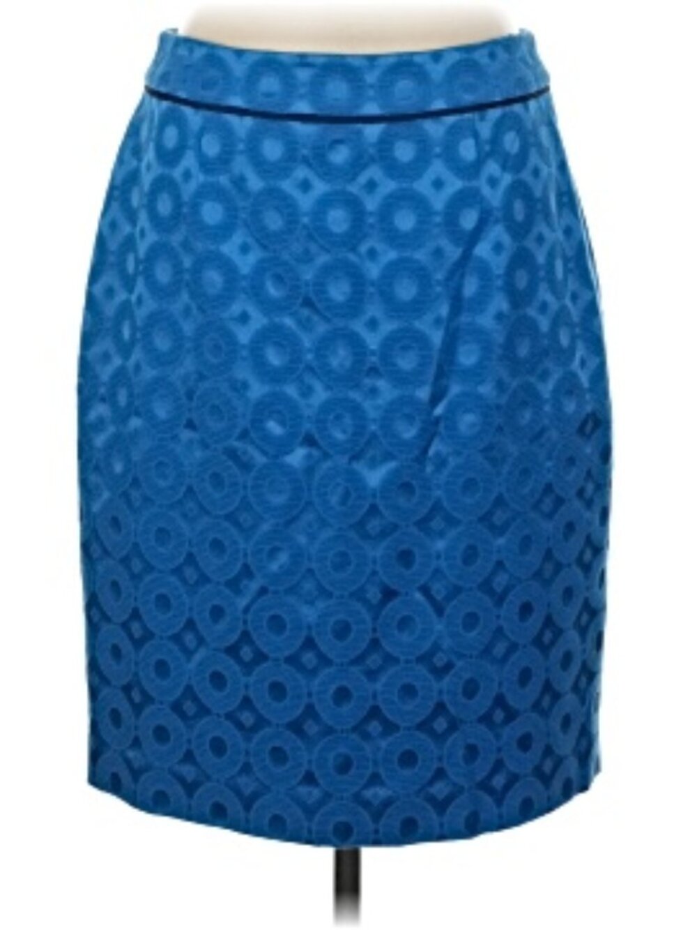 Anthropologie Blue Circle Satin Jacquard Sadie Pencil Skirt Very Good Sz 2P